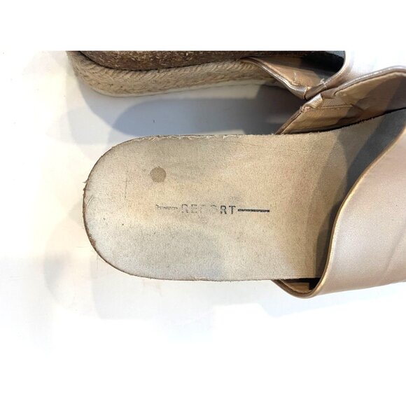 Report Metallic Bronze Jute Wrapped Platform Slides White Rubber Sole Size 8 - Picture 11 of 11